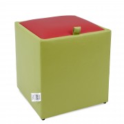 Taburet Box imitatie piele - verde/rosu